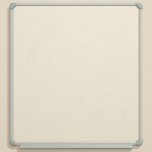 An office whiteboard aspect ratio 3/4, nothing on it but with it has some marks from previous drawings. Add some marks from previous usage. Should work as a background for a modal dialog. Cute soft graphics. soft ambient light. semi-matte to satin surfaces. naturalistic with slight saturation boost colors. Tone is premium, friendly, clean with lifestyle or service-oriented appeal.
In-Game asset.  2d.  High contrast.  No shadows