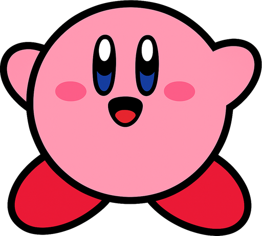 Kirby.
In-Game asset.  2d.  High contrast.  No shadows
