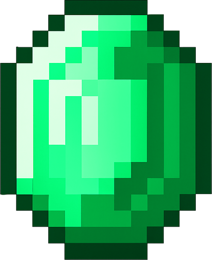 geerame una esmeralda pixelar.
In-Game asset.  2d.  High contrast.  No shadows