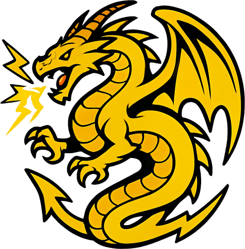 Dragon jaune du tonnerre et du vide.
In-Game asset.  2d.  High contrast.  No shadows