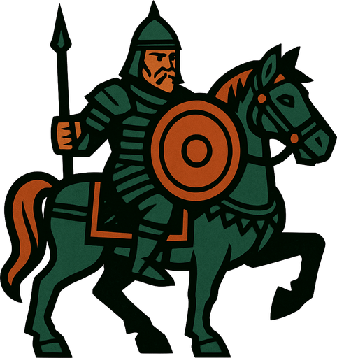 Atlı savaşçı asker.
In-Game asset.  2d.  High contrast.  No shadows