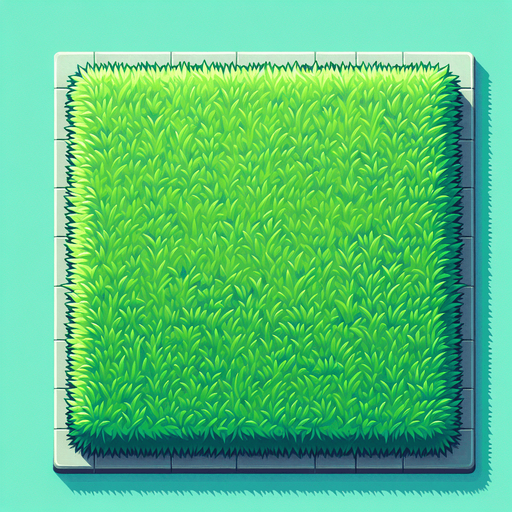 top view of a beautiful and lush clean ans straight lawn square.
Video game style