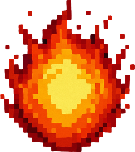 A round fireball projectile. Straight on view as if it’s coming straight towards the camera. Retro pixel art..
In-Game asset.  2d.  High contrast.  No shadows