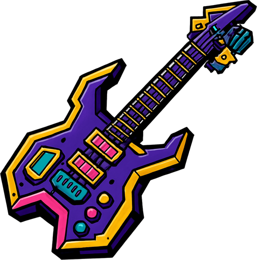 guitarra evolucionada.
In-Game asset.  2d.  High contrast.  No shadows