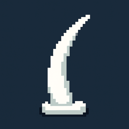 white thorn. flat. thick bottom. upright. pixel art..
In-Game asset.  2d.  High contrast.  No shadows