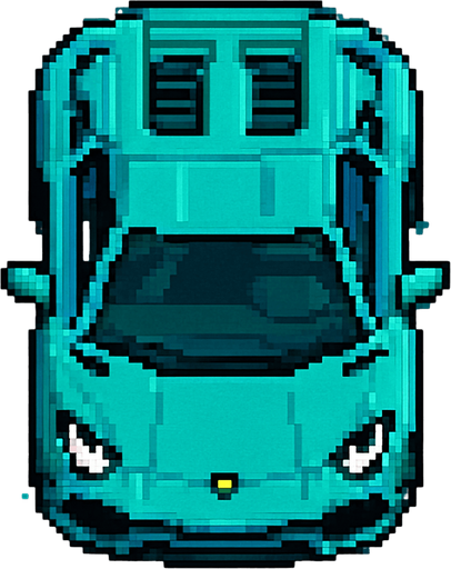 Draw 2d pixel lamborghini car top view turkuaz..
In-Game asset.  2d.  High contrast.  No shadows
