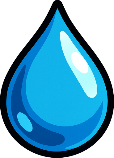 Water drop.
In-Game asset.  2d.  High contrast.  No shadows