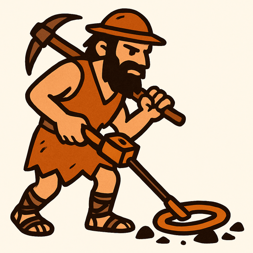 Maden arayıcı eski çağ.
In-Game asset.  2d.  High contrast.  No shadows