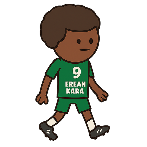 A football player named Ercan Kara. No background. Transparent background. Blank background. No shadows. 2d. In-Game asset. flat