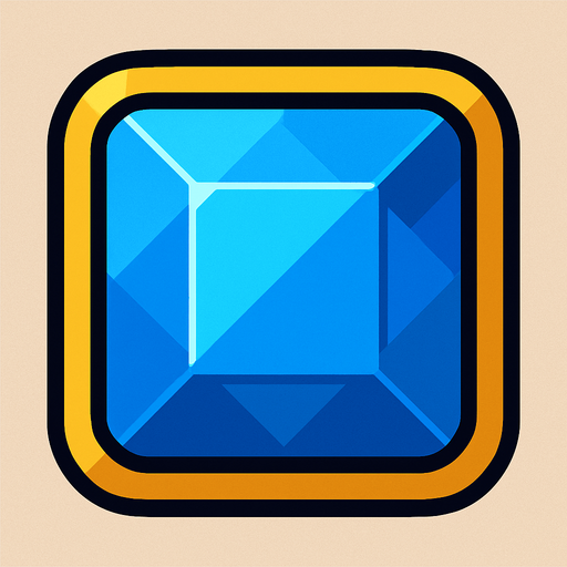 Blue gem square.
In-Game asset.  2d.  High contrast.  No shadows