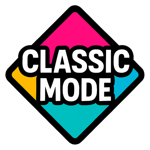 Diamond shaped colourful classic mode button.
In-Game asset.  2d.  High contrast.  No shadows