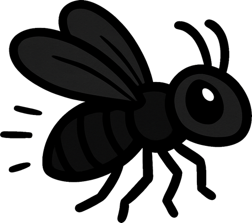 serangga hitam kecil terbang.
In-Game asset.  2d.  High contrast.  No shadows