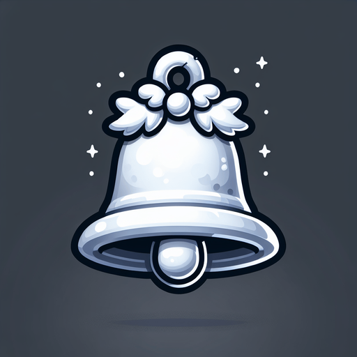Single White Christmas bell. White decorations. Cartoon. Outline
Single Game Texture. In-Game asset. 2d. Blank background. High contrast. No shadows.