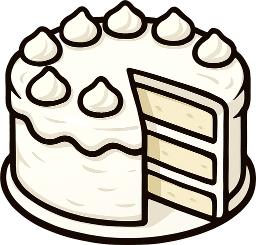 white Cake.
In-Game asset.  2d.  High contrast.  No shadows