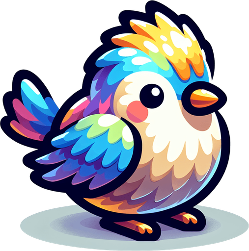 Make a cute bird.
Single Game Texture. In-Game asset. 2d. Blank background. High contrast. No shadows.