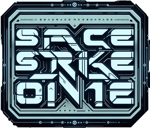 Simple "SPACE STRIKE ONE" text..
Electronic style. no background