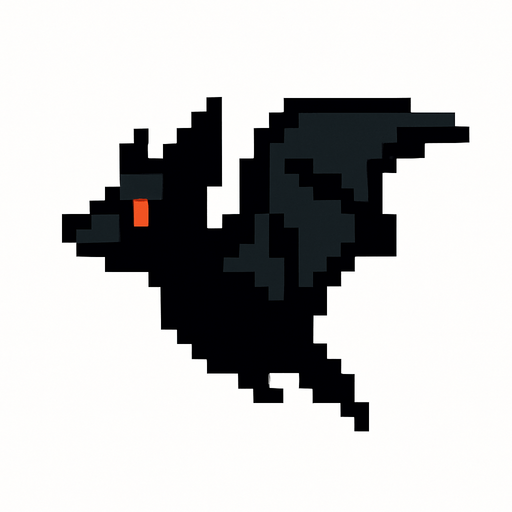 Make a 8-bit looking left side bat.
In-Game asset.  2d.  High contrast.  No shadows