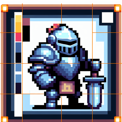 square shapped knight. pixelart. funny..
Single Game Texture. In-Game asset. 2d. Blank background. High contrast. No shadows.