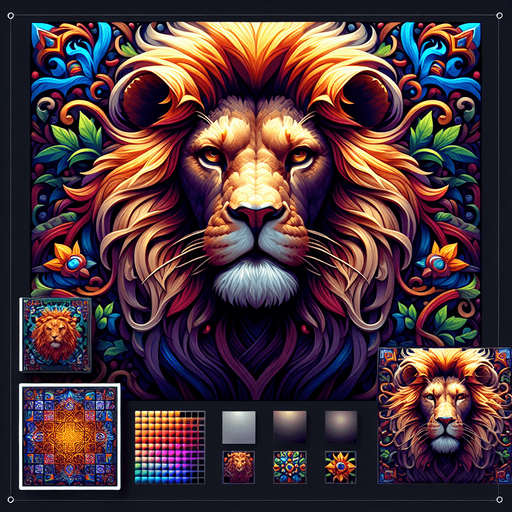 Lion.
Single Game Texture.  In-Game asset.  2d.  Blank background.  No shadows