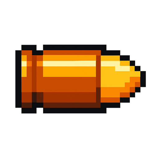 bala de pistola de pixeles.
In-Game asset.  2d.  High contrast.  No shadows