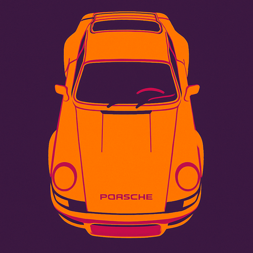 porshe seen from top.
In-Game asset.  2d.  High contrast.  No shadows