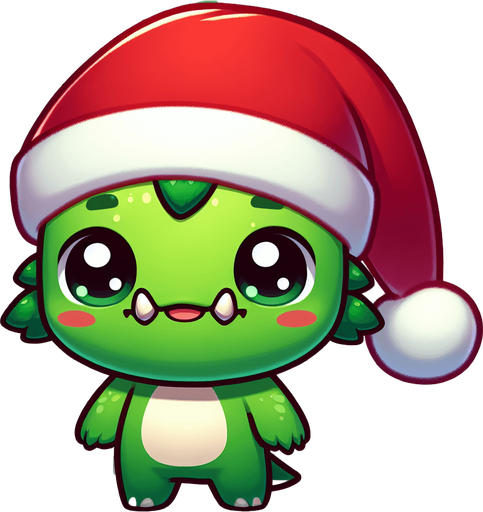 a cute little grinch standing with a santa's hat Single Game Texture. 2d. Transparent background. High contrast. No shadows.
