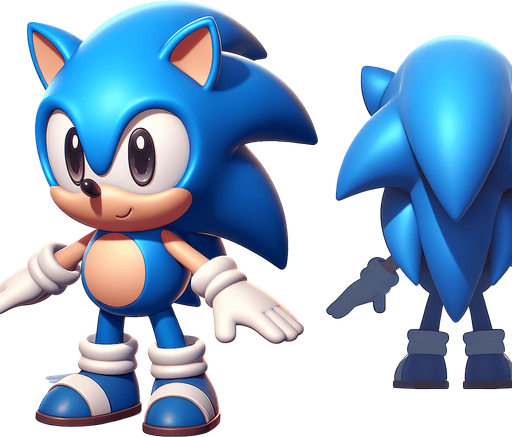 Baby Sonic.
Single Game Texture. In-Game asset. 2d. Blank background. High contrast. No shadows.