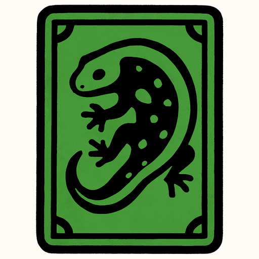 Green card packet with a Salamander in the center.
In-Game asset.  2d.  High contrast.  No shadows