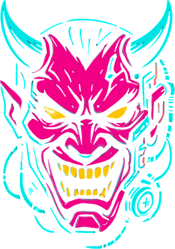 evil face cyberpunk style.
In-Game asset.  2d.  High contrast.  No shadows