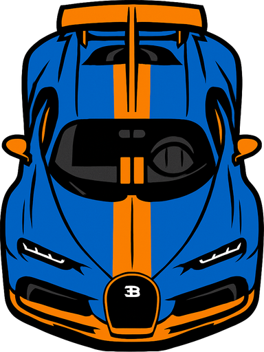 Bugatti kuş bakışı.
In-Game asset.  2d.  High contrast.  No shadows