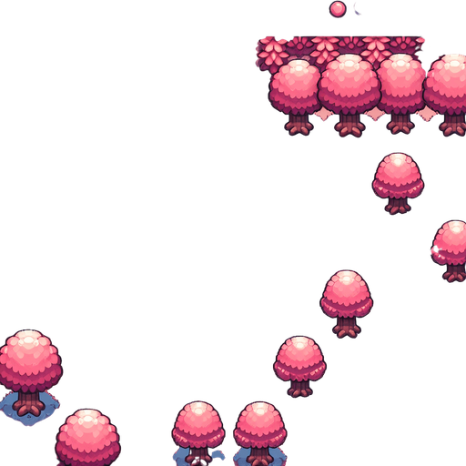 pink forest template background pixels 2d  düz zemin.
Single Game Texture.  In-Game asset.  2d.  Blank background.  High contrast.  No shadows. bacground pink templete and trees