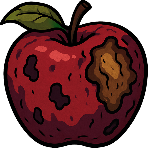 çürük elma.
In-Game asset.  2d.  High contrast.  No shadows