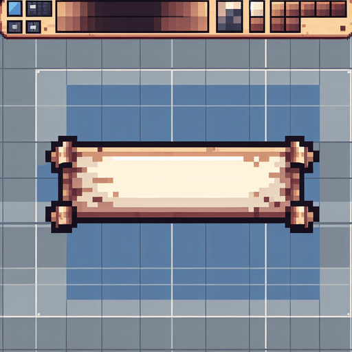 A banner to show a message, pixel art.
Single Game Texture. In-Game asset. 2d. Blank background. High contrast. No shadows.