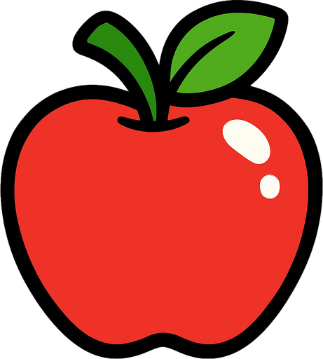 apple cartoon.
In-Game asset.  2d.  High contrast.  No shadows