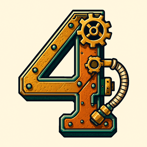 numero 4 en estilo steampunk.
In-Game asset.  2d.  High contrast.  No shadows