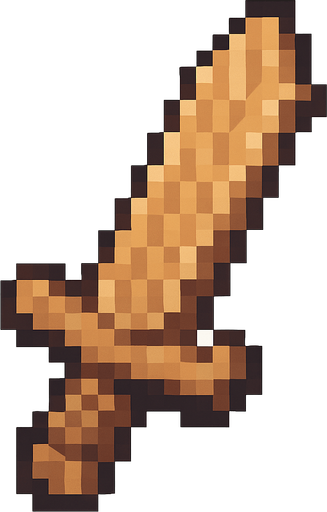 espada de madera pixart.
In-Game asset.  2d.  High contrast.  No shadows