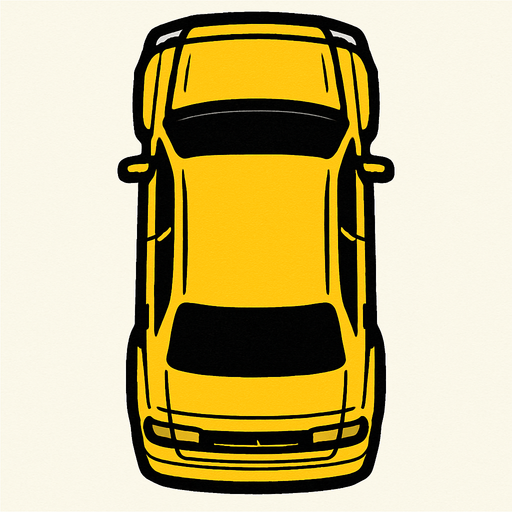 top view car.
In-Game asset.  2d.  High contrast.  No shadows