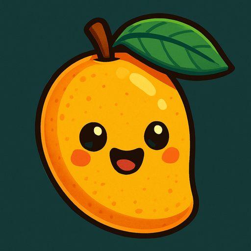 Mango with cute face.
In-Game asset.  2d.  High contrast.  No shadows