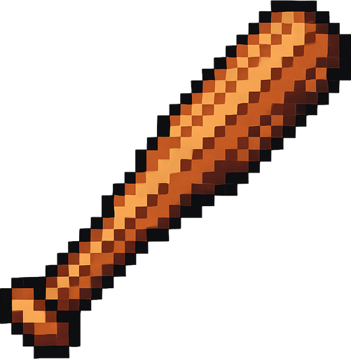 Quiero qie sea como un bate de béisbol de color cafe, en estilo 32 bits.
In-Game asset.  2d.  High contrast.  No shadows