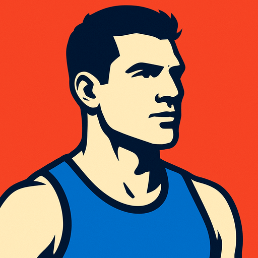 Profile photo of an athlete man.
In-Game asset.  2d.  High contrast.  No shadows