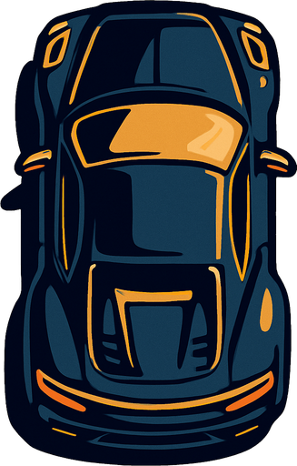üstden çekilmiş lüks araba.
In-Game asset.  2d.  High contrast.  No shadows