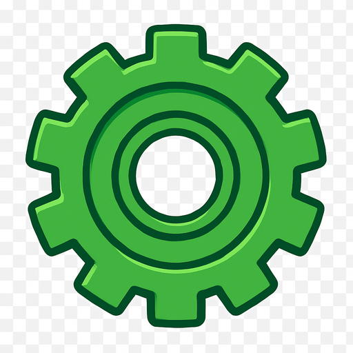 Green gear top view tranparent.
In-Game asset.  2d.  High contrast.  No shadows