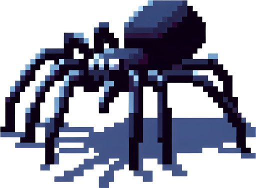 genera una araña que este observando a la izquierda en pixel art.
Single Game Texture.  In-Game asset.  2d.  Blank background.  High contrast.  No shadows