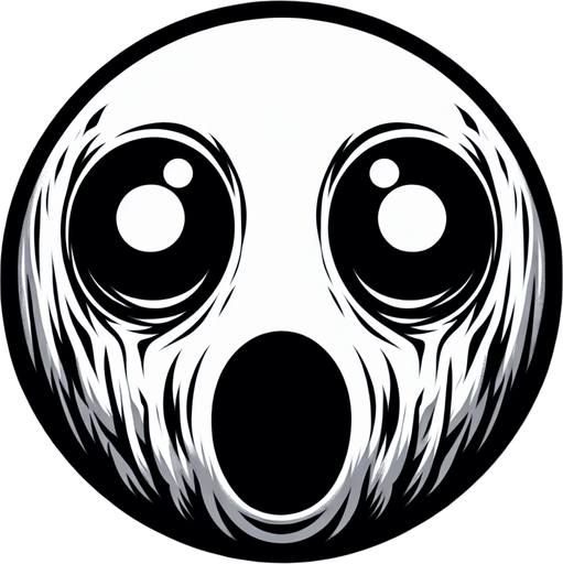 jumpscare face.
Single Game Texture. In-Game asset. 2d. Blank background. High contrast. No shadows.