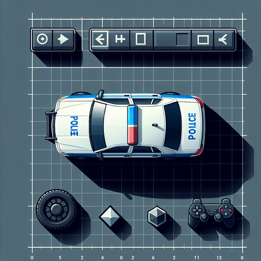 Top down police car.
Single Game Texture.  In-Game asset.  High contrast.  No shadows