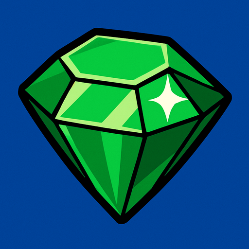 emerald.
In-Game asset.  2d.  High contrast.  No shadows