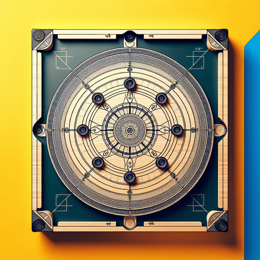 I’m creating a 2D Carrom game and need a high-quality top-down Carrom board asset. Please generate.
Single Game Texture.  In-Game asset.  2d.  Blank background.  High contrast.  No shadows