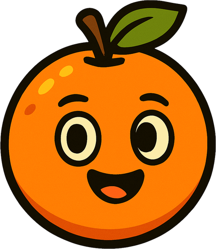 Naranja animada.
In-Game asset.  2d.  High contrast.  No shadows