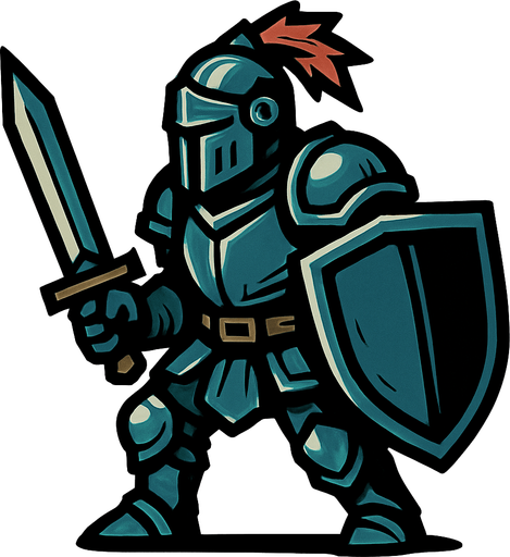 Zırhlı Savaşçı.
In-Game asset.  2d.  High contrast.  No shadows