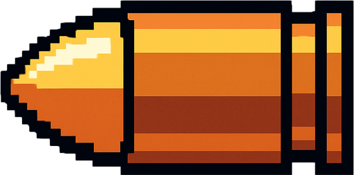 pixel art bullet.
In-Game asset.  High contrast.  No shadows